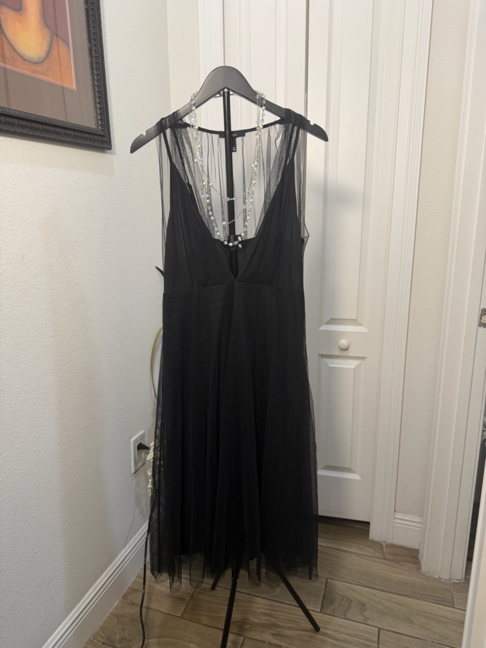 Forever 21 Black Sheer V-Neck Midi Dress